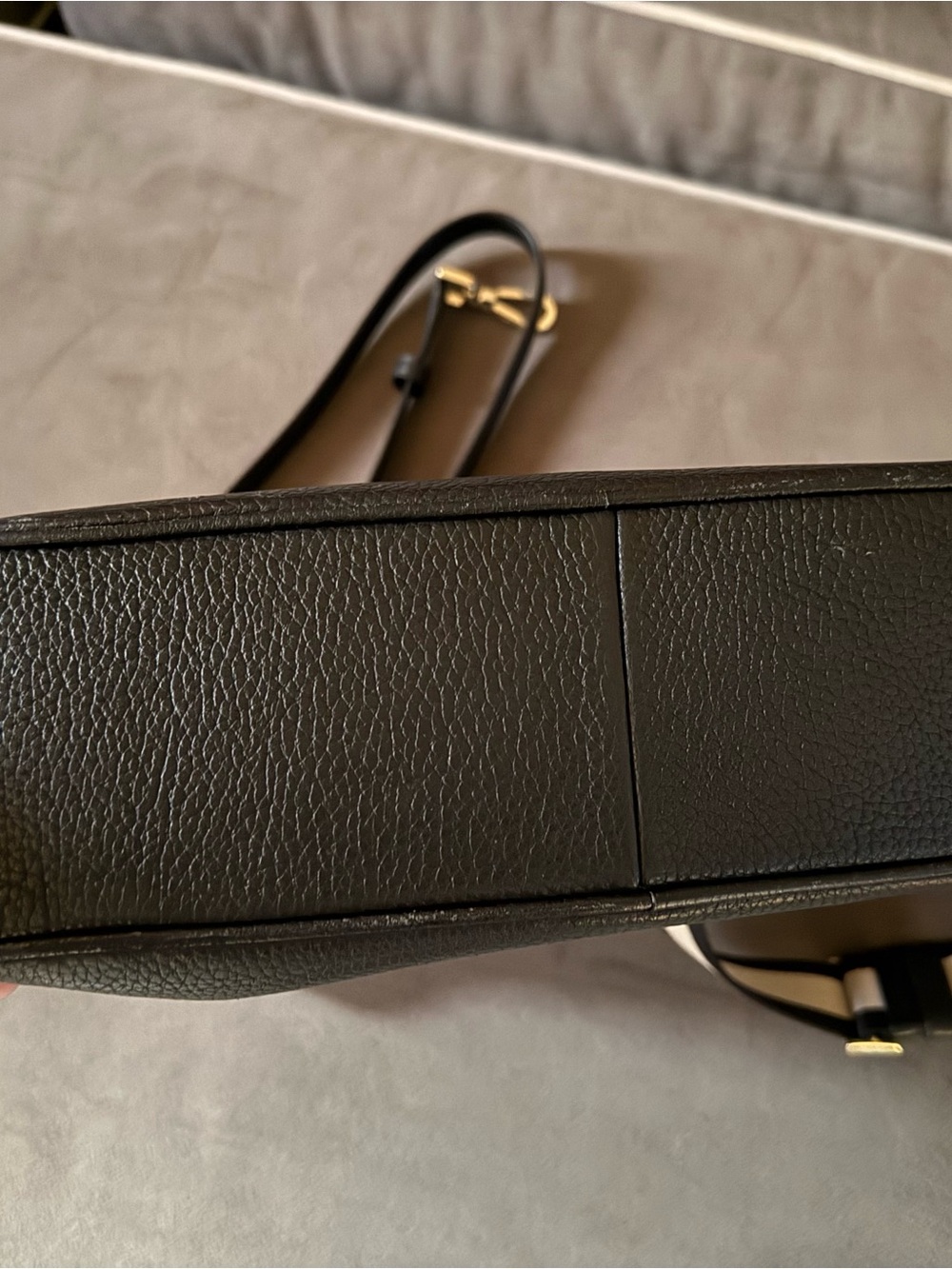 kate spade Black Pebbled Leather Shoulder Bag with Striped Strap - Picture 3 of 4